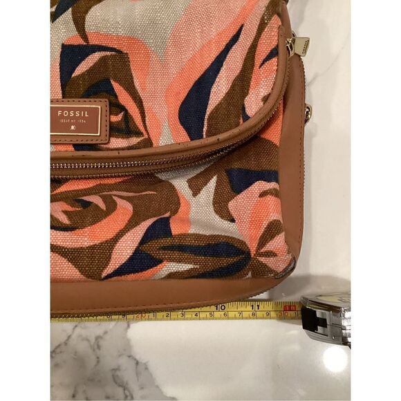 Fossil Preston Flap Canvas Crossbody Bag Floral Pockets Galore GUC - Picture 10 of 14
